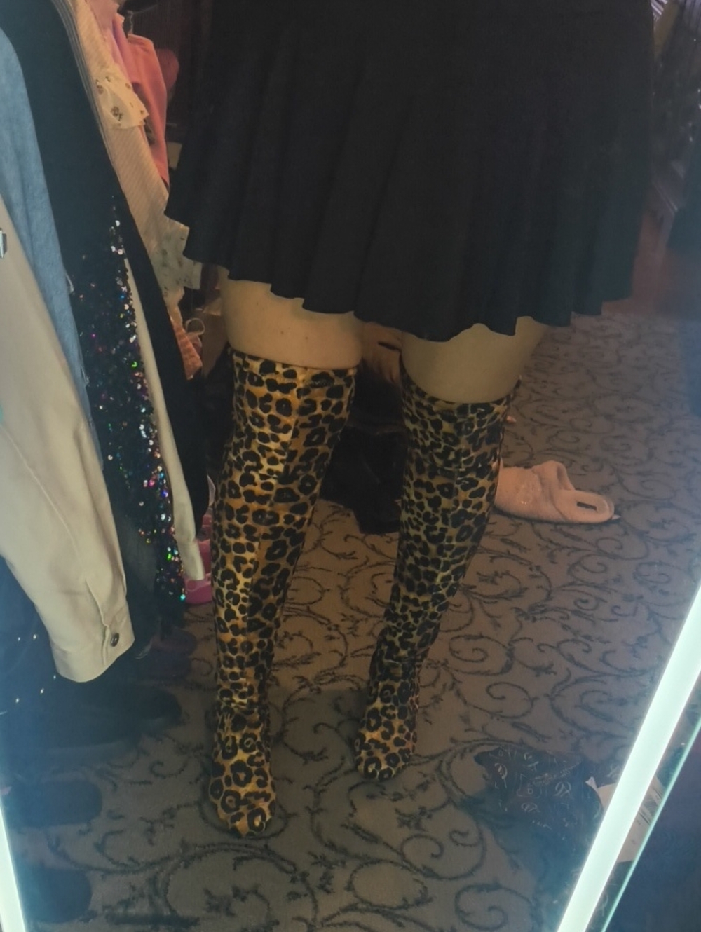 Leopard Print Over-the-Knee Boots - Women's Statement Thigh High Boots